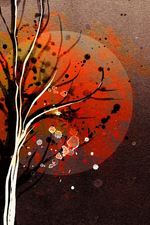 Mersmerizing Time,moon ,Tree,Red ,Orange Shades of night