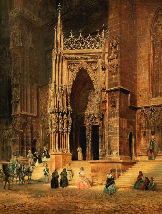 Der Regensburger Dom (Portal) (1860) By Rudolf Von Alt (PRT_9549) - Canvas Art Print - 21in X 28in