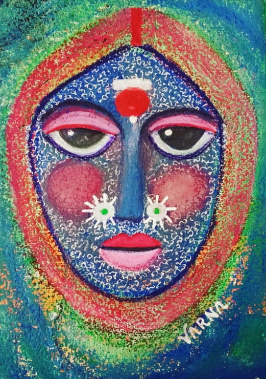 The Blue Face (PRT_8079_59220) - Canvas Art Print - 11in X 16in