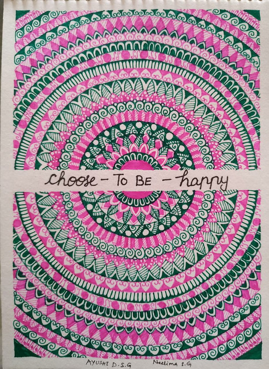 Spread happiness with a Quote Mandala (full page mandala) (ART_8016_59166) - Handpainted Art Painting - 5in X 8in