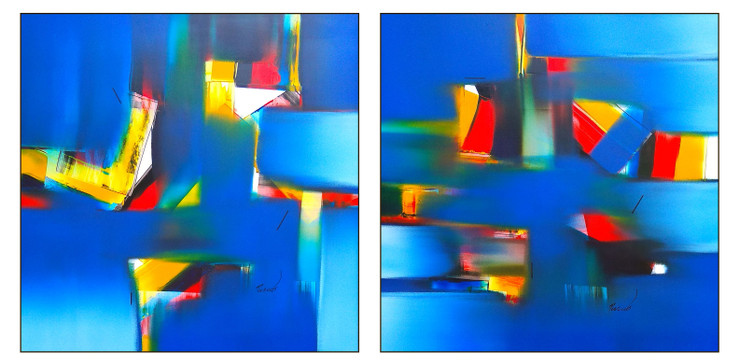 Blue Abstracts (ART_8207_59151) - Handpainted Art Painting - 48in X 24in