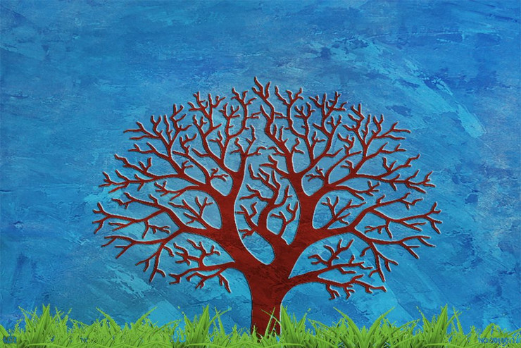 Tree,Spread of Happiness,Brwon Tree,Blue Background