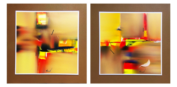Ochre Abstracts (ART_8207_59147) - Handpainted Art Painting - 30in X 15in