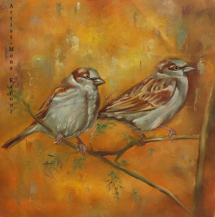 Bird Series 04 (ART_8188_59133) - Handpainted Art Painting - 11in X 11in