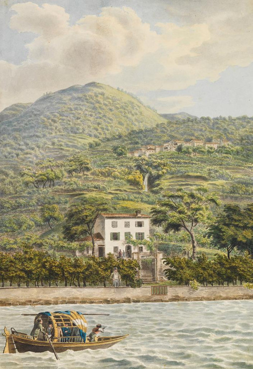 Die Villa Artaria Am Comer See (1813) By Heinrich Adam (PRT_9595) - Canvas Art Print - 19in X 28in