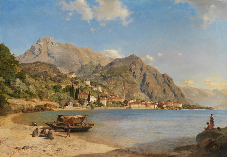 Am Ufer Des Comer Sees (Menaggio) (1858) By Albert August Zimmermann (PRT_9634) - Canvas Art Print - 26in X 18in