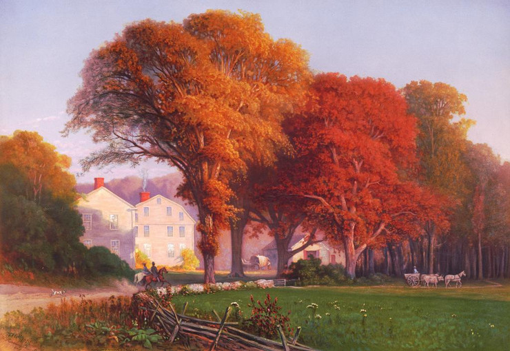 Fall In The Country Side (1870) By T Hill (PRT_9716) - Canvas Art Print - 41in X 28in