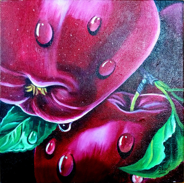 Apple (ART_8166_59231) - Handpainted Art Painting - 12in X 12in