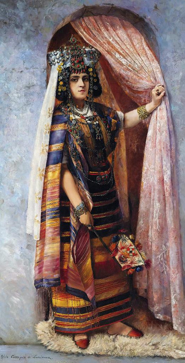 Une Ouled Na√Øl Au Pas De Sa Porte By Adele Compin De Lurieux (PRT_9804) - Canvas Art Print - 13in X 26in