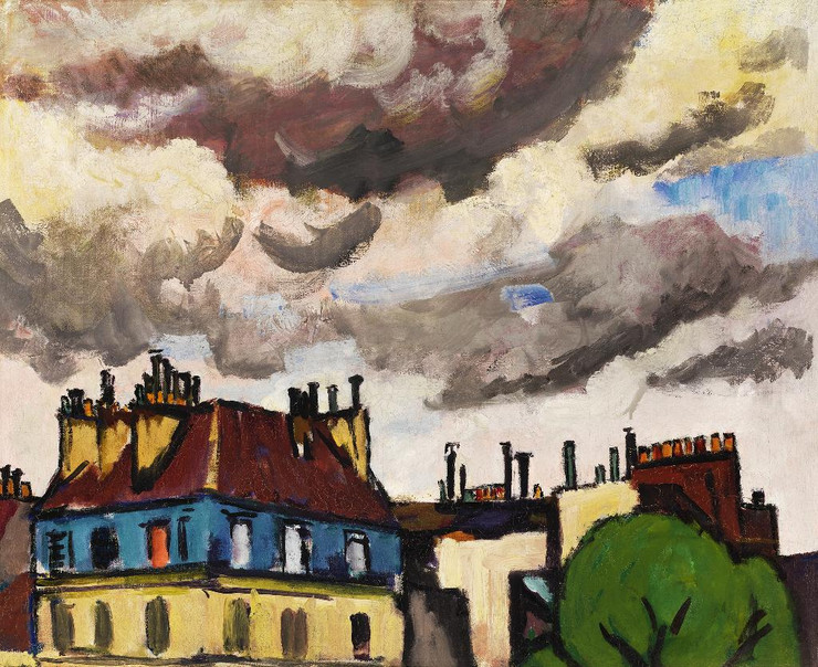 Rooftops And Clouds, Paris By Henry Lyman Sayen (PRT_9743) - Canvas Art Print - 26in X 21in
