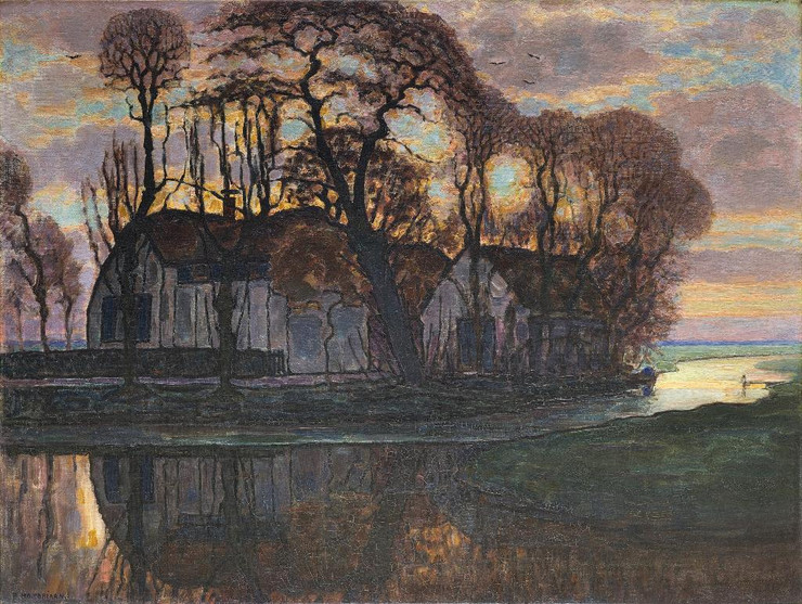 Farm Near Duivendrecht, In The Evening (1916) By Piet Mondrian (PRT_9758) - Canvas Art Print - 37in X 28in