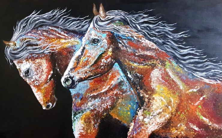 Brotherhood (ART_8237_59493) - Handpainted Art Painting - 36in X 48in