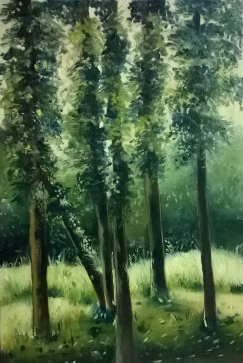 Green Landscape (ART_960_59477) - Handpainted Art Painting - 24in X 36in