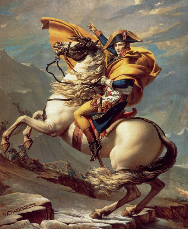 Napoleon Crossing The Alps (1800) By Jacques Louis David (PRT_9817) - Canvas Art Print - 22in X 27in