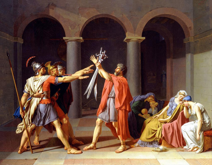 Oath Of The Horatii By Jacques Louis David (PRT_9812) - Canvas Art Print - 34in X 27in
