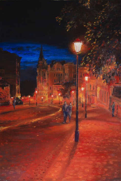 cityscape,street, night, night in city, street at night, lamp post, street in city