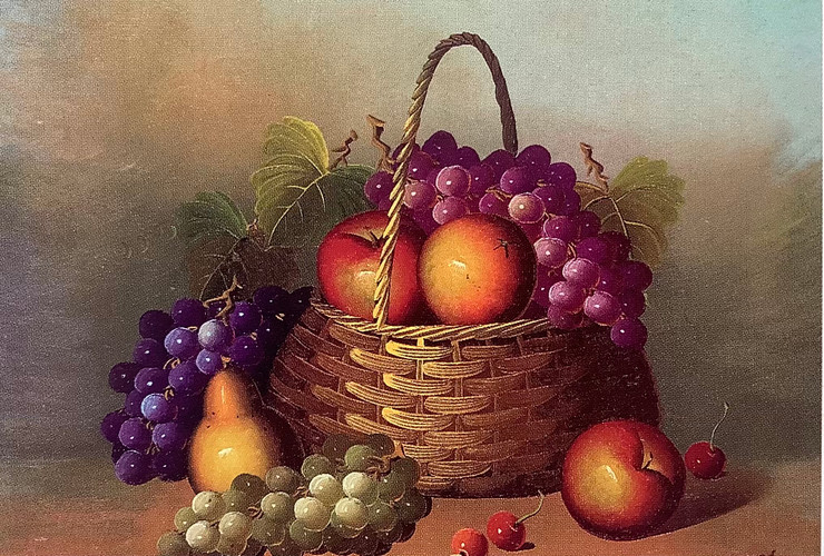 Realistic Fruits In Basket (ARTOHOLIC) (ART_3319_59583) - Handpainted Art Painting - 36in X 24in