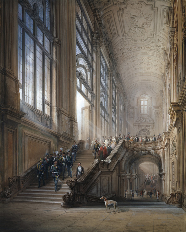 King Victor Emanuel II And Camillo Cavour At The Opening Of The Senato Subalpino (1853) By Carlo Bossoli (PRT_9875) - Canvas Art Print - 27in X 34in