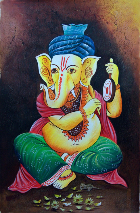 Lord Ganapati01 - 24in X 36in,RAJMER43_2436,Acrylic Colors,God,Ganesha,Vakratunda,Vinayak,Bappa,Jai Ganesh ji  - Buy Paintings online in India