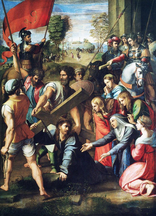 Raphael's Christ Falling On The Way To Calvary (1516) Famous Painting (PRT_9941) - Canvas Art Print - 14in X 20in