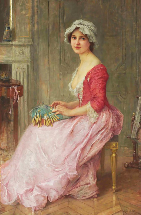 The Lace Maker By Charles Amable Lenoir (PRT_9899) - Canvas Art Print - 20in X 30in