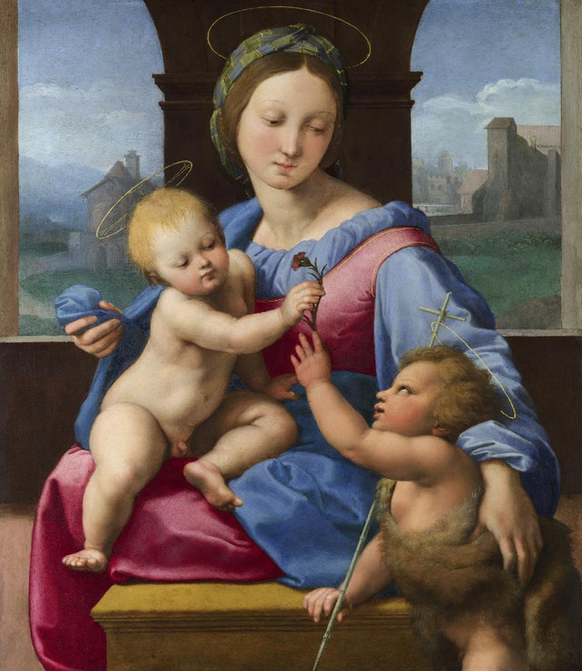 Raphael's The Garvagh Madonna (1509) Famous Painting (PRT_9959) - Canvas Art Print - 28in X 33in