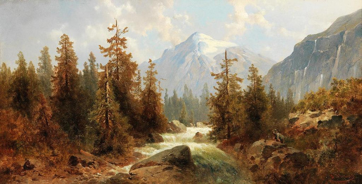 Scene Of The Engadine By Josef Thoma (PRT_9923) - Canvas Art Print - 27in X 14in