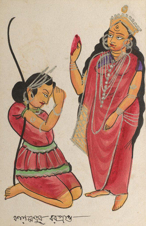Kalaketu Receiving A Boon From The Goddess Chandi (PRT_9968) - Canvas Art Print - 14in X 22in