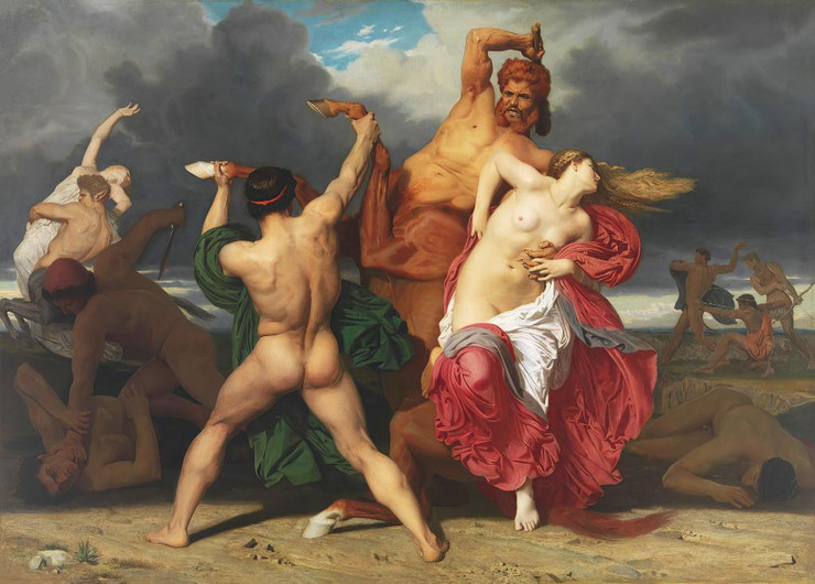 Battle Of The Centaurs And The Lapiths (1852) By William Adolphe Bouguereau  (PRT_10101) - Canvas Art Print - 21in X 15in