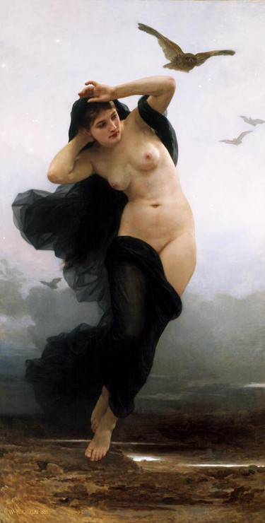 La Nuit (1883) By William Adolphe Bouguereau (PRT_10113) - Canvas Art Print - 18in X 35in