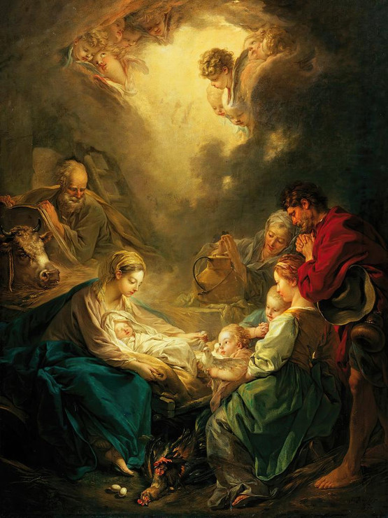 Virgin Attending To The Sleeping Christ Child By Fran√ßois Boucher (PRT_10195) - Canvas Art Print - 15in X 19in