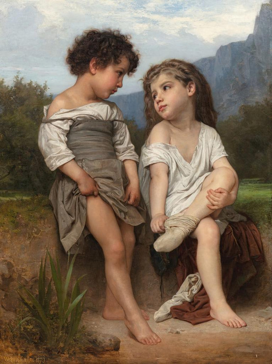 Au Bord Du Ruisseau By William Adolphe Bouguereau (PRT_10147) - Canvas Art Print - 15in X 20in