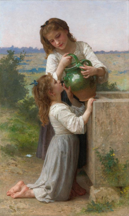 √Ä La Fontaine (At The Fountain) (1897) By William Adolphe Bouguereau (PRT_10149) - Canvas Art Print - 15in X 25in