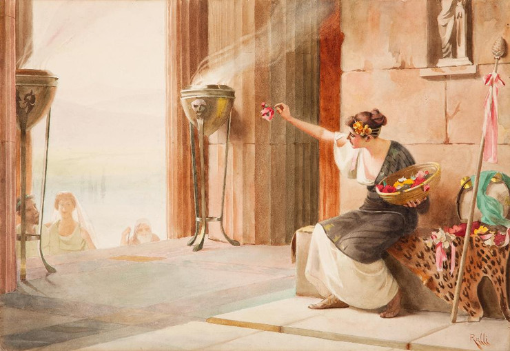Vendeuse De Fleurs Au Parth√©non By Theodoros Ralli (PRT_10164) - Canvas Art Print - 23in X 16in