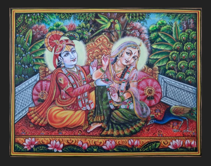 Canvas paintings acrylic paintings Krishna paintings hindu paintings (ART_7555_59887) - Handpainted Art Painting - 29in X 34in