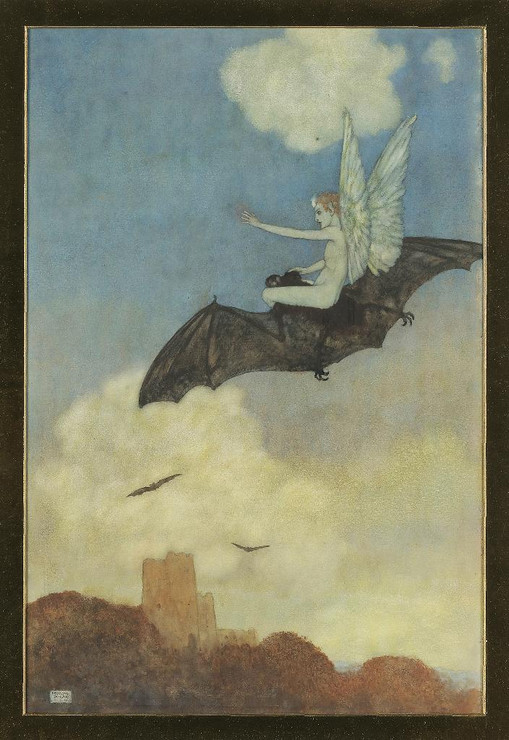 On The Bat‚Äôs Back I Do Fly After Summer Merrily (1908) By Edmund Dulac (PRT_10224) - Canvas Art Print - 16in X 23in