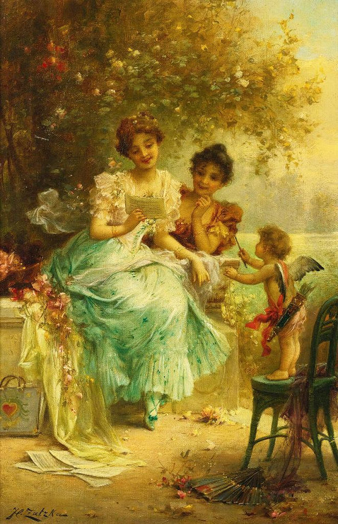 The Love Letter By Hans Zatzka (PRT_10235) - Canvas Art Print - 20in X 31in