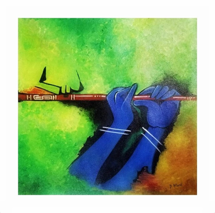 ABSTRACT KRISHNA (ART_1033_60143) - Handpainted Art Painting - 15in X 15in