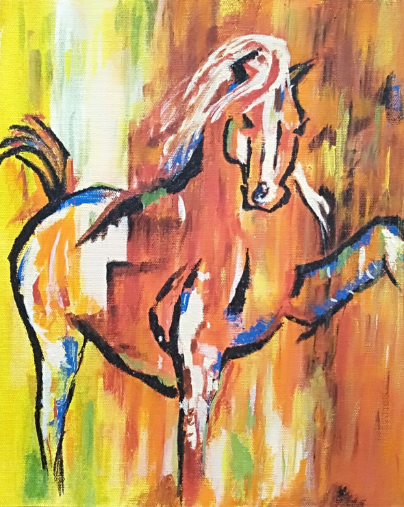 Abstract Horse (ART_7232_60124) - Handpainted Art Painting - 14in X 16in