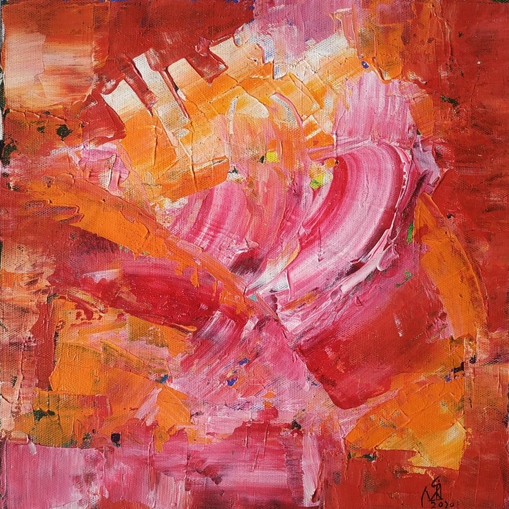 Pink  (ART_8260_60072) - Handpainted Art Painting - 12in X 12in