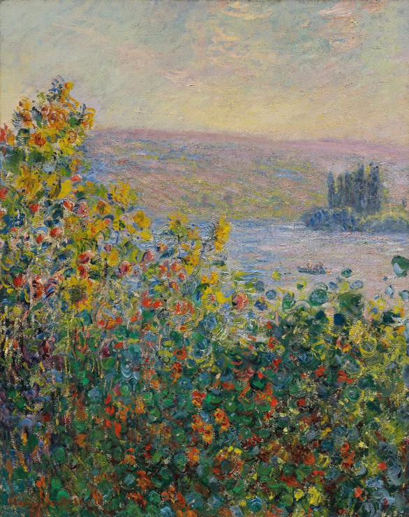 Flower Beds At V√©theuil (1881) By Claude Monet (PRT_10443) - Canvas Art Print - 28in X 36in