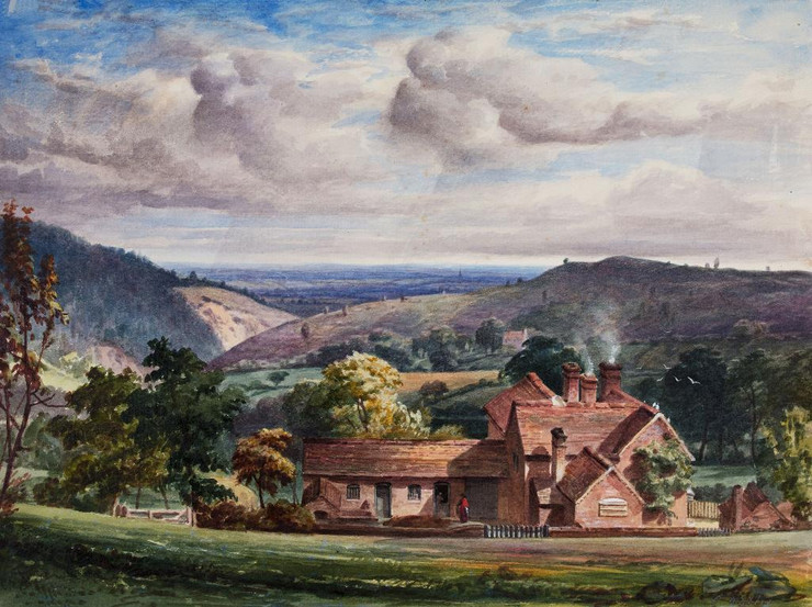 Church Hill Cottage, Bromsgrove, Lickey (1850) By Elijah Walton (PRT_10355) - Canvas Art Print - 23in X 17in