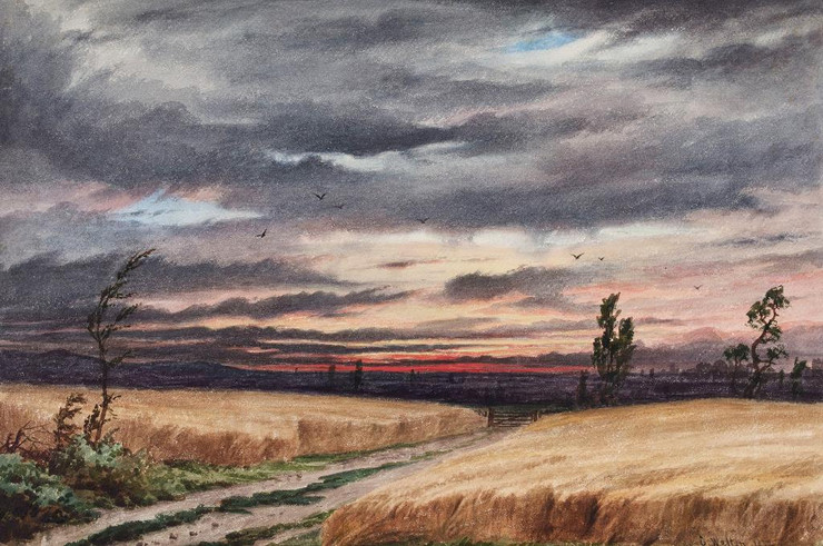 Field Near Cofton (1850) By Elijah Walton (PRT_10362) - Canvas Art Print - 22in X 15in