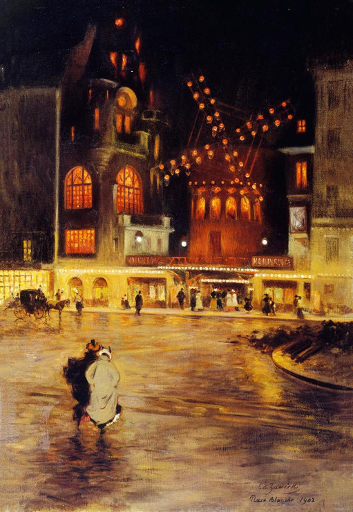Place Blanche And The Moulin Rouge (1902) By Edouard Zawiski (PRT_10371) - Canvas Art Print - 20in X 28in