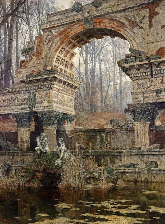 The Roman Ruin In Sch√∂nbrunn (1892) By Carl Moll  (PRT_10386) - Canvas Art Print - 16in X 22in