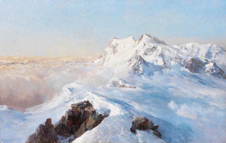 √úber Dem Nebelmeer (Monte Rosa Vom Rimpfischhorn) (1914) By Edward Theodore Compton (PRT_10389) - Canvas Art Print - 30in X 19in