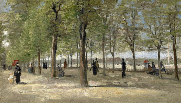 Vincent Van Gogh's Terrace In The Luxembourg Gardens (1886) (PRT_10482) - Canvas Art Print - 34in X 20in