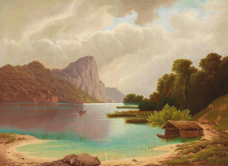 View Of The Mondsee By Anton Pick (PRT_10534) - Canvas Art Print - 27in X 19in