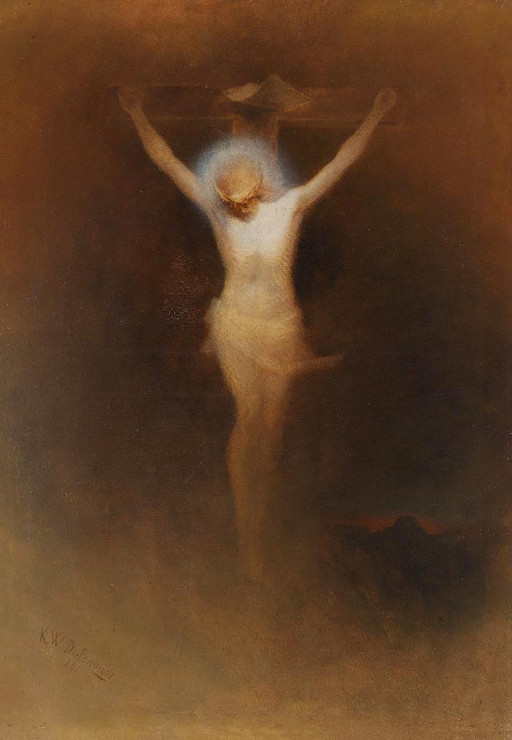 Christ On The Cross (1891) By Karl Wilhelm Diefenbach (PRT_10552) - Canvas Art Print - 18in X 26in