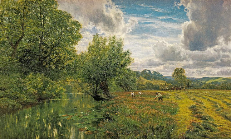 Hayfield, Near Days‚Äô Lock, Oxon By George V Cole (PRT_10590) - Canvas Art Print - 24in X 15in